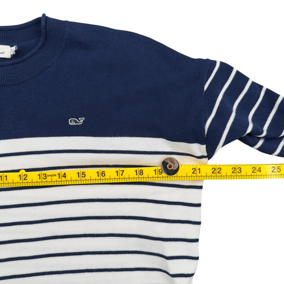Vineyard Vines Blue White Striped Long Sleeve Crew Neck Pullover Sweater XL 16 - Picture 7 of 8